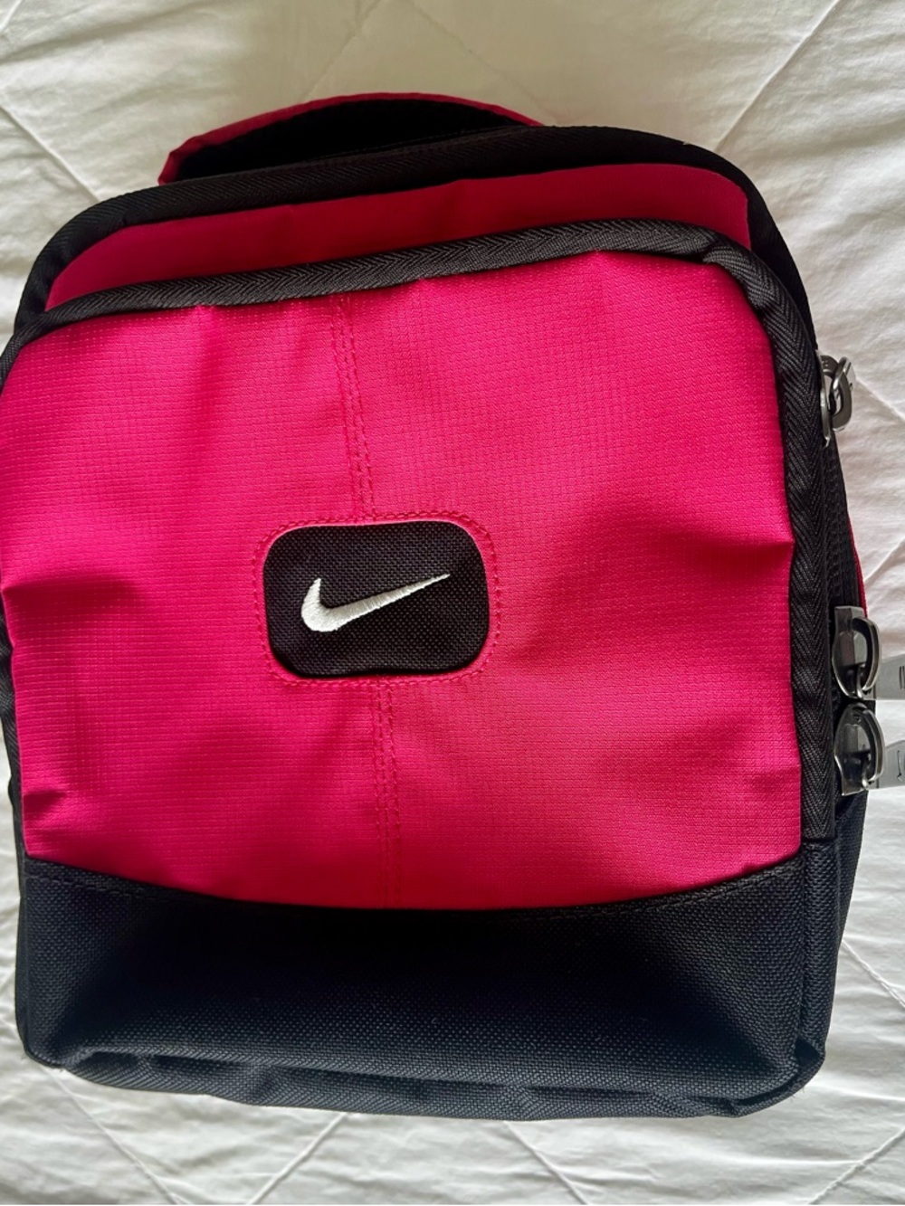 Nike Bright Pink and Black Lunch Pack with Iconic Nike Swoosh